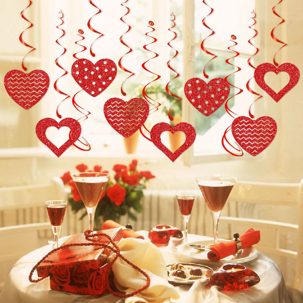 2024 nuevo traje de decoración de fiesta de San Valentín Día de San Valentín Festival tire bandera amor espiral etiqueta