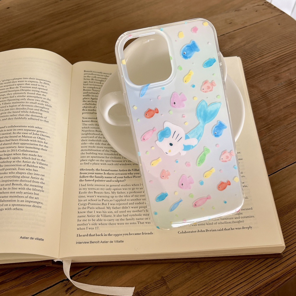 Fun color pez sirena kt para iphone16ProMax Apple 15 funda para teléfono 14 chica 13 nuevo