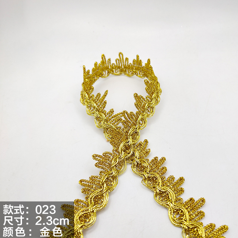 Colorido encaje de oro y plata perlas de triángulo de seda al por mayor de oro y plata cebolla diente borde DIY rendimiento accesorios de ropa estilo étnico cinta