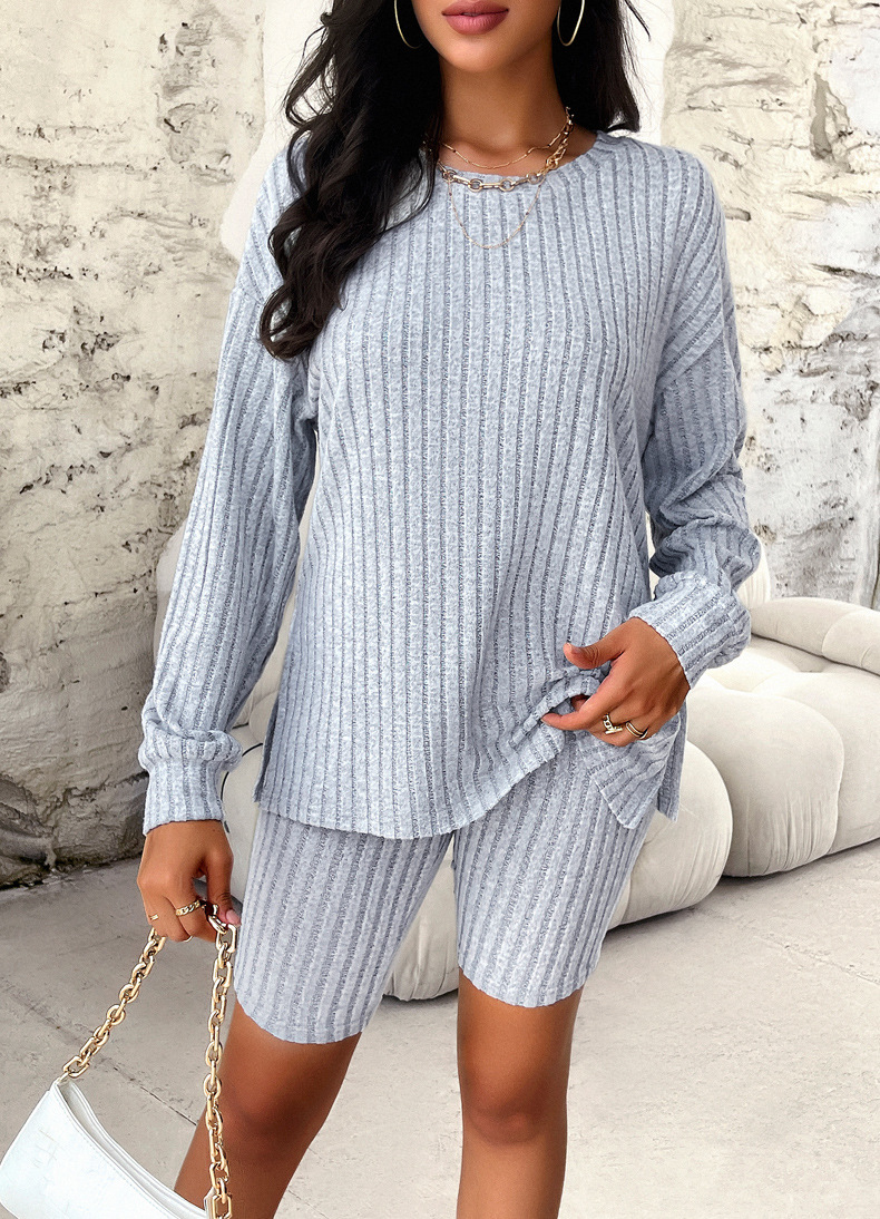 273g Weight Long Sleeve Sleeve Length Spandex, Polyester, Flower Gray Velvet Fabric Type Shorts Co-ord Set Sets Type 2 Pieces Set Quantity Holiday, Daily Occasion Round Neck Neckline Regular Fit Fit Type Stripe, Solid Color Pattern Summer, Spring Season Women's Gender Casual, Simple Style, Streetwear Style Holiday Daily Women's Casual Simple Style Streetwear Stripe Solid Color Spandex Polyester Flower Gray Velvet Shorts Co-ord Set Shorts Sets 9