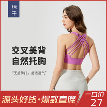 跨境新款健身运动内衣女高强度交叉美背防震聚拢运动文胸S2010