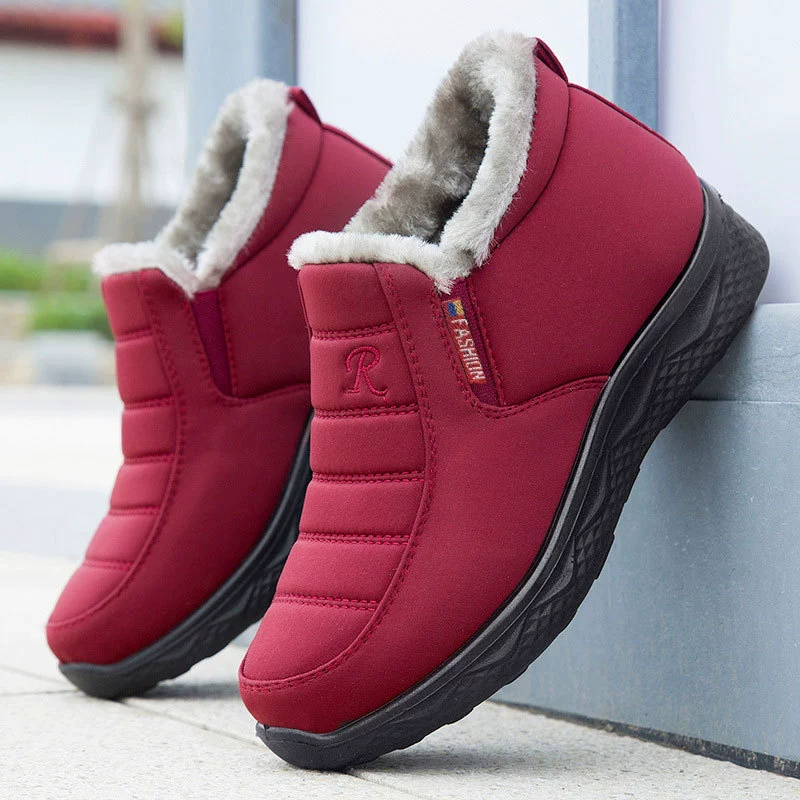 Winter boots, insulated ankle boots, unisex plus sizes, faux‑fur lining