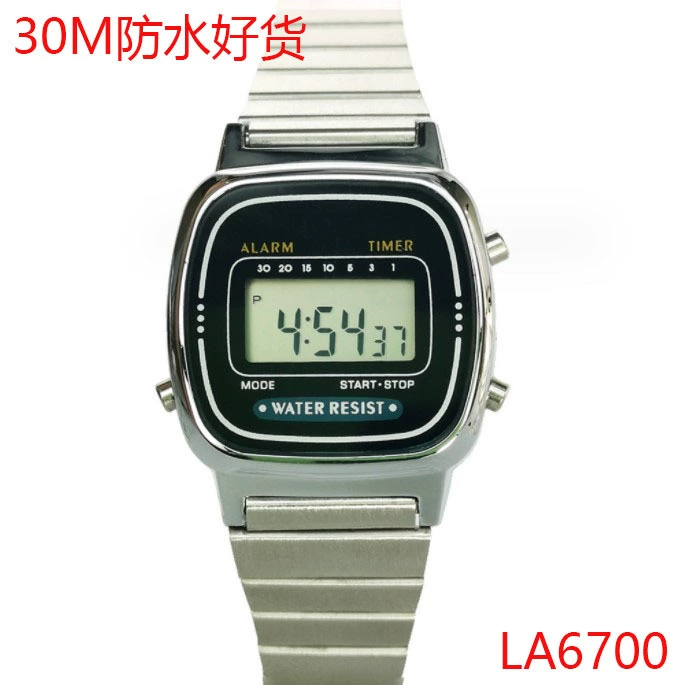  retro Digital Watch 159W, унисекс, 30 м водостойкость, металлический ремешок