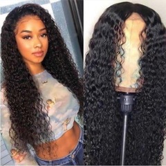 Amazon cross-border best-selling African black middle-part small curls women long hair high temperature synthetic fiber full head wig human hair