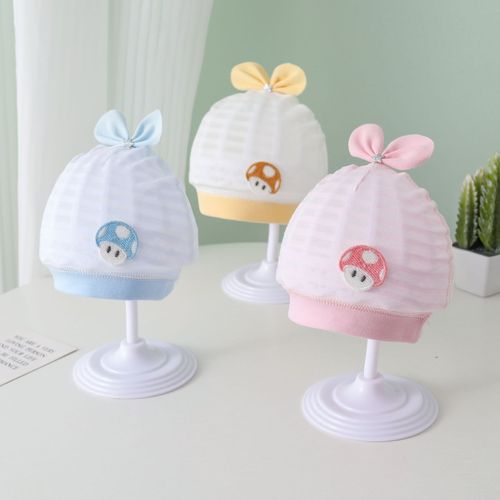 婴儿胎帽单层夏季薄款帽棉质0－3个月男女宝宝护头帽新生儿空调帽
