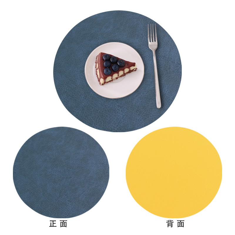 耐熱性のあるクロスボーダーテーブルマット、モダンでシンプルな円形レザー製洋食マット、断熱・防水・両面熱保護、卸売|undefined