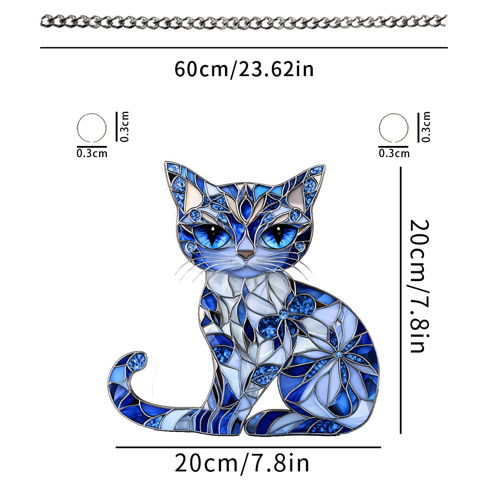 Transfronterizo misterioso tres ojos gatos azules puertas y ventanas acrílicas colgantes de decoración de pared del hogar colgantes de cadena