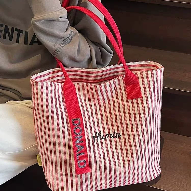 Summer shopping bag, capacious linen bag one shoulder