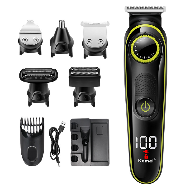 AliExpress Kemei eléctrico cortapelos multifuncional cinco en uno corte de pelo Paquete de aceite de cabeza talla de pelo eléctrico cortapelos nariz Dispositivo de pelo