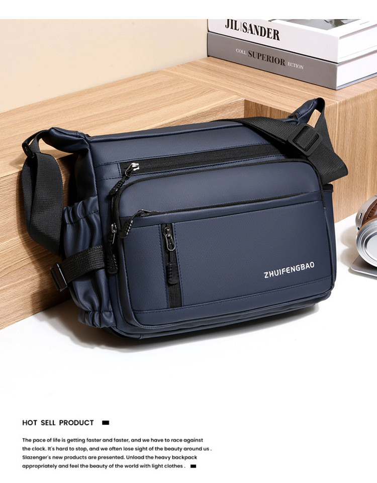 Cross-border men's single-shoulder bag, multi-layer large-capacity crossbody bag, fashionable and lightweight motorcycle bag, travel water-resistant small backpack undefined