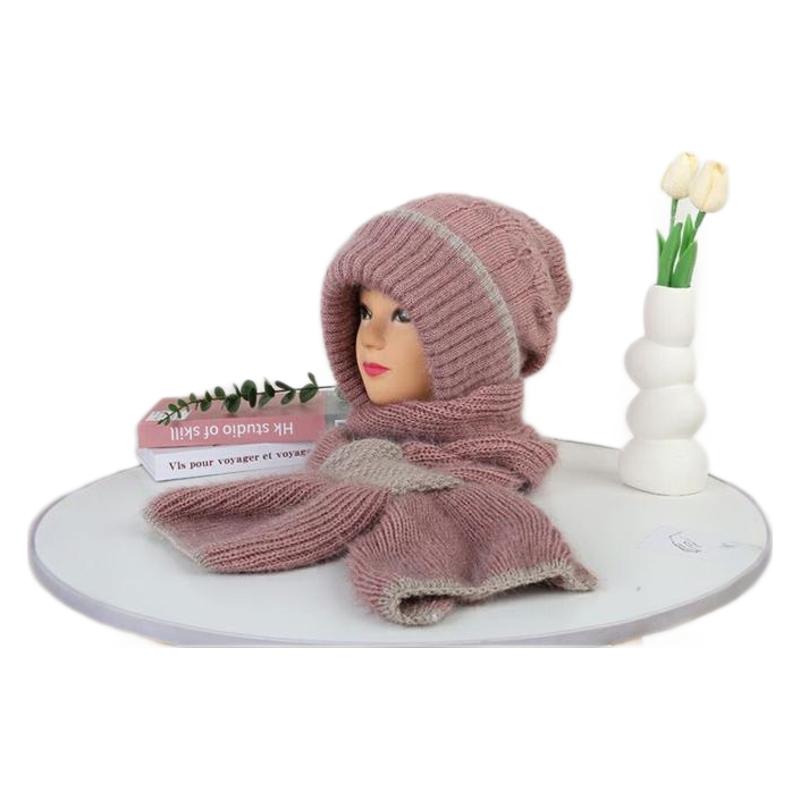 Sciarpa invernale in lana lavorata a maglia con calore integrato, sciarpa in velluto antivento, cappello antivento e antineve resistente al freddo_voghion.com