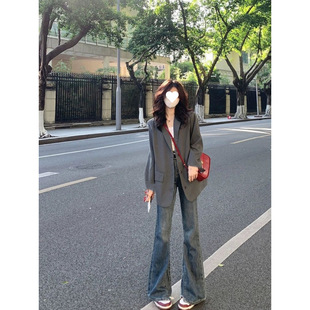 High-End Gray Petite Blazer for Women, Early Spring and Autumn New Korean Style Loose Casual Slimming Trendy Suit