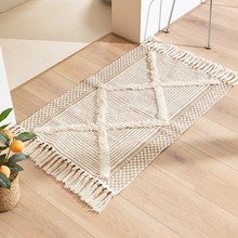 北欧手工流苏地垫客厅卧室地毯布艺家用进门口卫生间浴室床边地毯