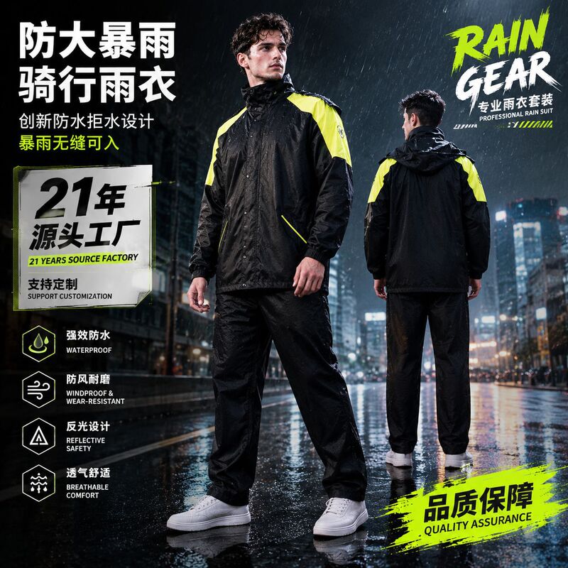 Raincoat for heavy rain protection, raincoat and rain pants set for riding and delivery, separate set, full-body protection for motorcycle riders Raincoat for heavy rain protection, raincoat and rain pants set for riding and delivery, separate set, full-body protection for motorcycle riders