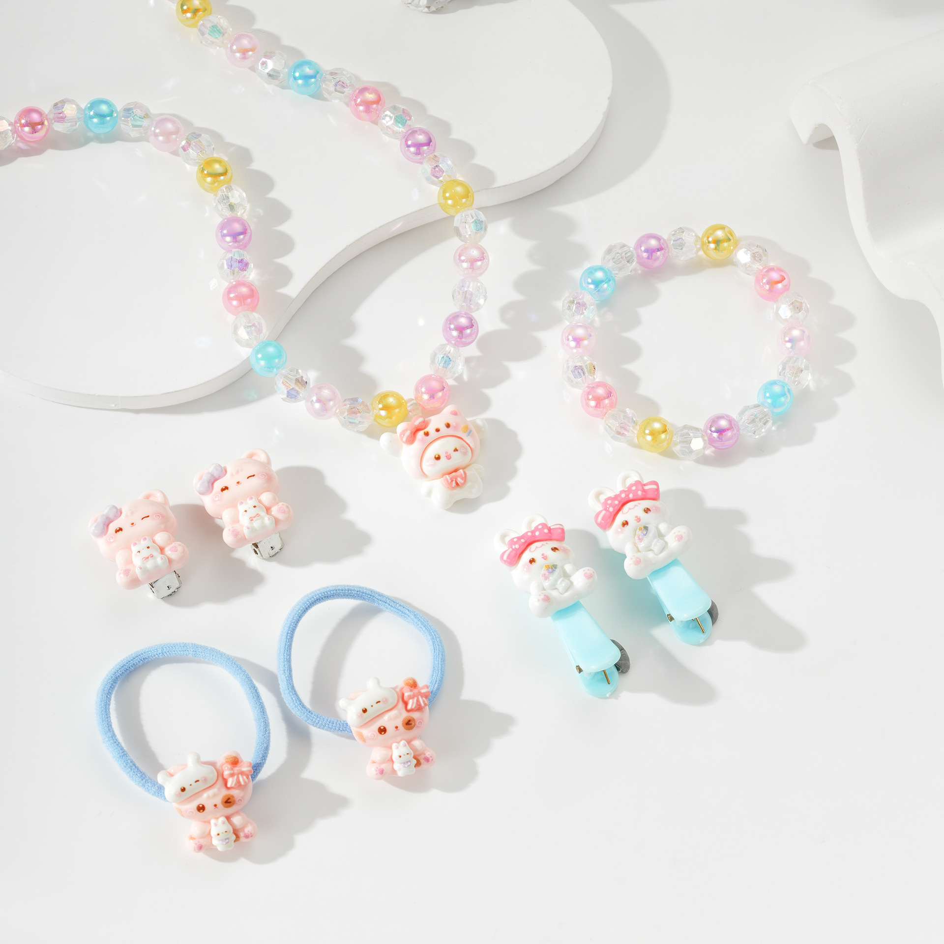 Niños cuentas bracelet lindas joyerías percas para el cabello collar clips para el cabello bandas de goma joyas collares niñas al por mayor transfronterizas
