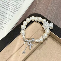 法式温柔气质蝴蝶结珍珠手串女千金氛围感小众轻奢精致设计手饰品