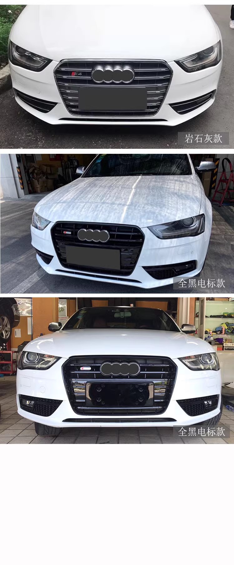 S4 Style Front Grille with Chrome and Glossy Black Finish for 2013-2016 Audi A4 S4 B8.5