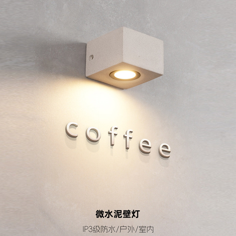 Concrete Micro-Cement Terrazzo Wall Lamp Industrial Style Bar B&B Bedroom Wabi-Sabi Style Waterproof Shop Door Lamp