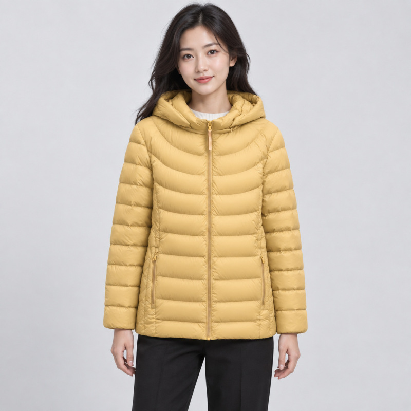 Pinghu Chi New 90 White Duck down New National Standard Women's Casual Solid Color Hooded Removable Lightweight down Jacket for Women Pinghu Chi New 90 White Duck down New National Standard Women's Casual Solid Color Hooded Removable Lightweight down Jacket for Women
