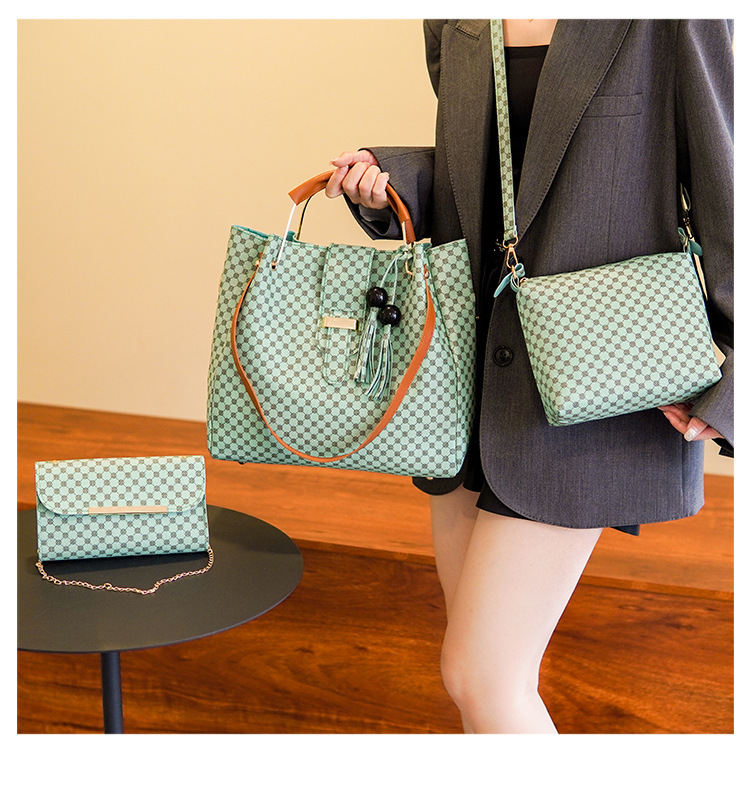 Round Dots Pattern All Seasons Season Women's Large Pu Leather Round Dots Elegant Streetwear Square Zipper Bag Sets