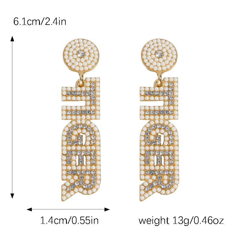 1 Pair Basic Modern Style Classic Style Letter Inlay Alloy Rhinestones Drop Earrings display picture 36