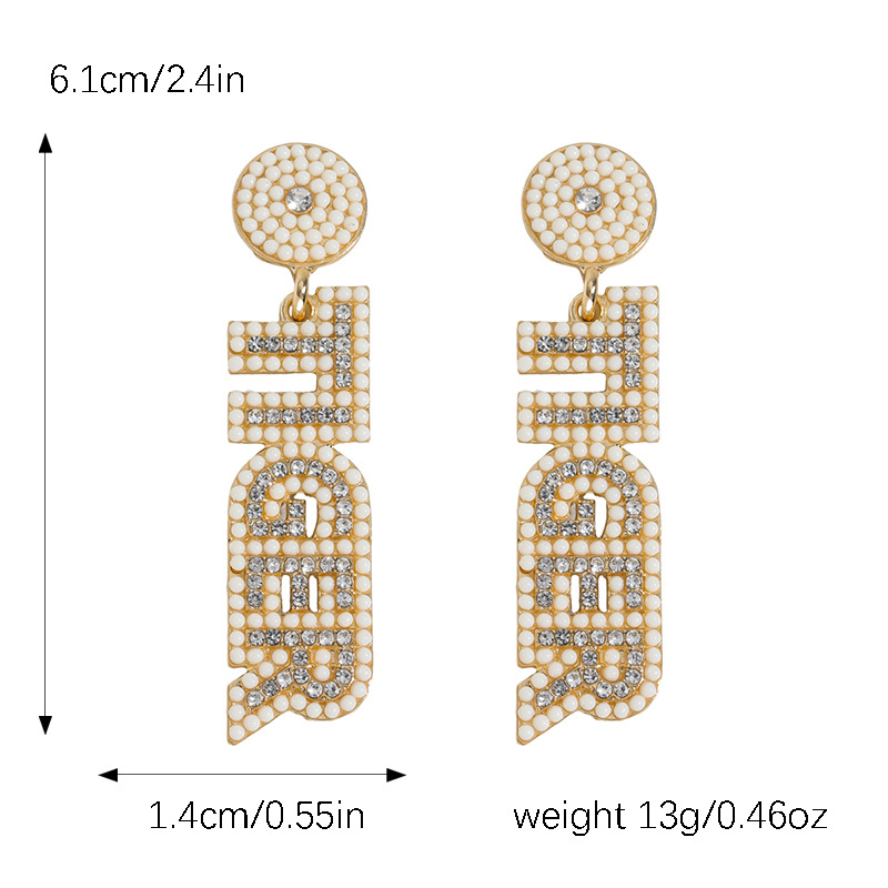 1 Paire De Base Style Moderne Style Classique Lettre Incruster Alliage Strass Boucles D'oreilles display picture 36