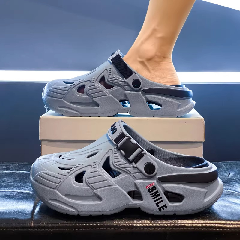 Men's Summer Outdoor Clogs 2026 New Thick-Soled Non-Slip Anti-Odor Slippers Dual-Use for Outdoor Driving and Beach Sandals