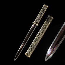 龙泉市手工锻打旅游工艺品短剑花纹钢小剑防身镇宅刀剑 未开刃