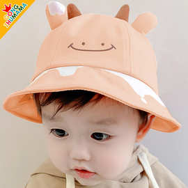 2020秋季新款5711 婴儿童帽套头帽宝宝卡通小牛角盆帽