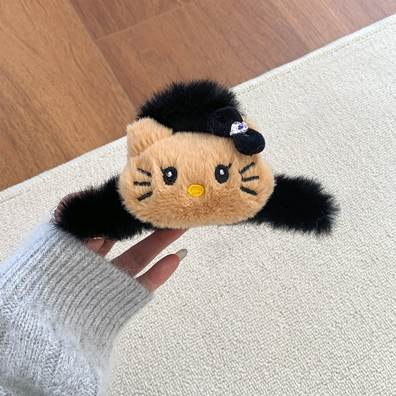 Sweet Kitty encantadora banda de pelo de peluche de dibujos animados otoño invierno lavar la cara impermeable antideslizante banda de cabeza red roja nueva tarjeta de pelo