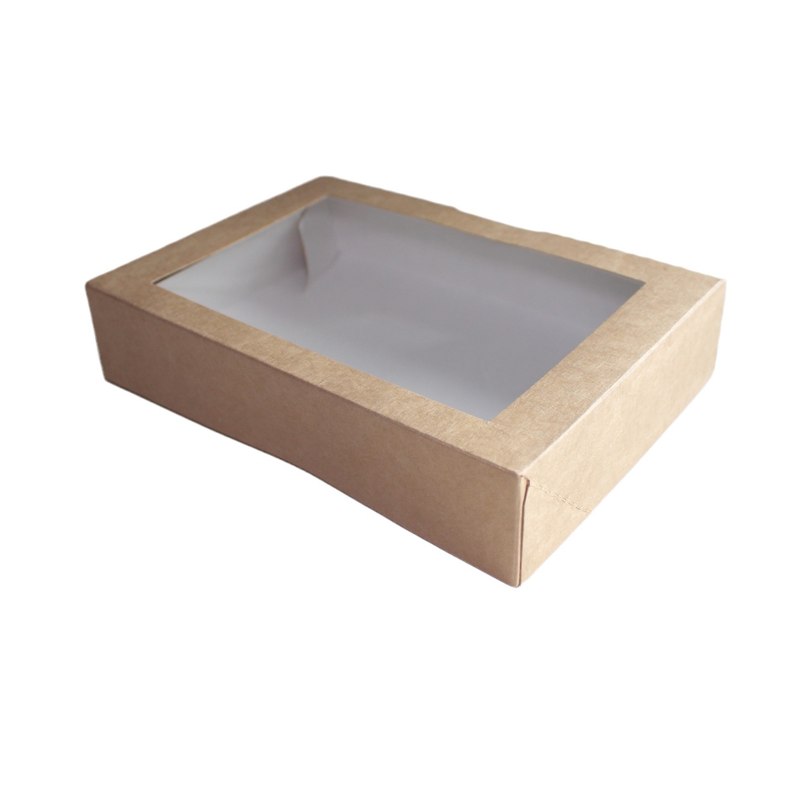 Tarjeta de vaca desechable, caja de sushi de tarjeta blanca, caja de embalaje, caja de pastel, caja para llevar de una sola pieza, caja de pizza, tragaluz para ensalada