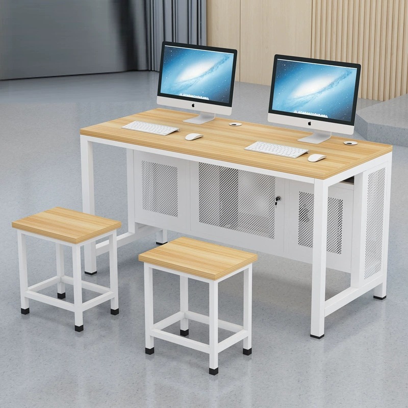 문이 있는 C형 후면 컴퓨터실 2인용 컴퓨터 책상 120*60*75