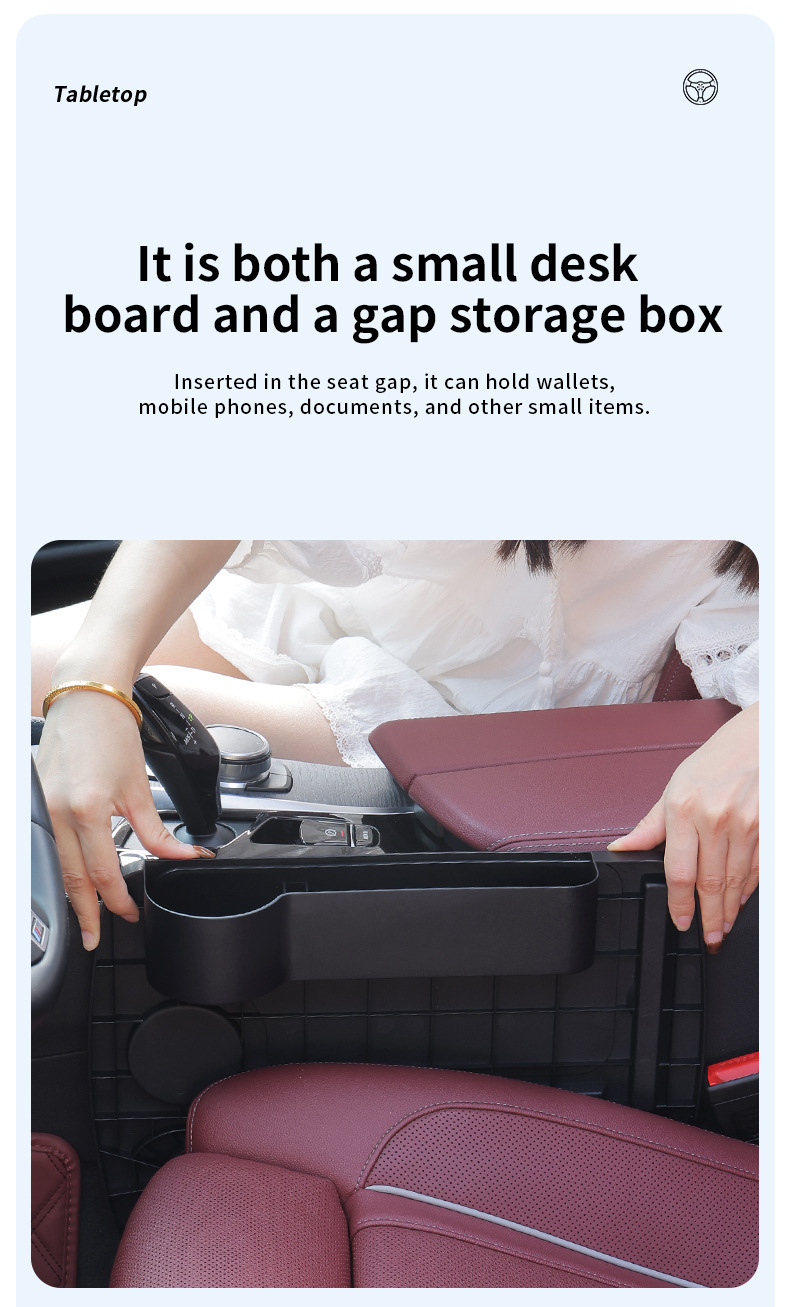 Cross-Border Car-Mounted Small Table Board, Steering Wheel Table Board, Multifunctional Passenger Seat Folding Small Table Board, In-Car Office Storage
