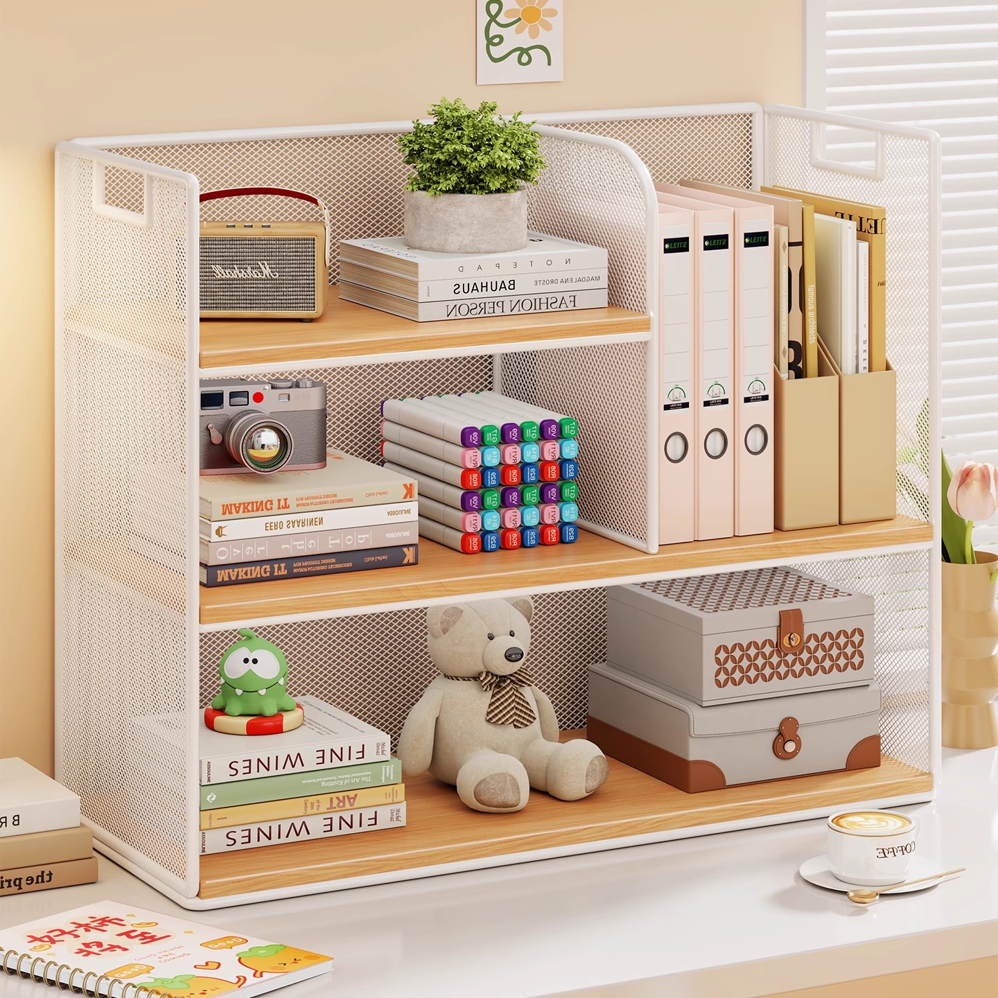 Bookshelf Desktop Storage Rack Living Room Home Student Desk Book Storage Shelf Desk Multi-Layer Small Bookcase