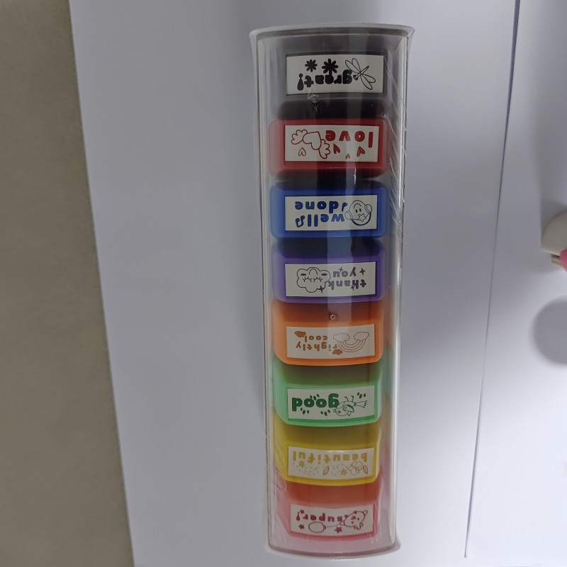 Comentarios divertidos de los maestros elogios recompensas sello de oficina sello fotosensible para niños alentando el conjunto de sello de plástico inglés