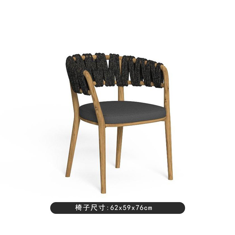 Silla de comedor de teca (negro y gris)