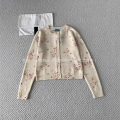 ~顶~级版本新款羊绒舒适休闲穿搭重工印花圆领开衫花朵气质款上衣