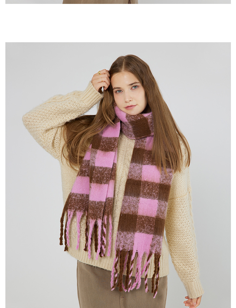 Bufanda mujer de imitación cachemira con estampado ajedrez invierno_voghion.com