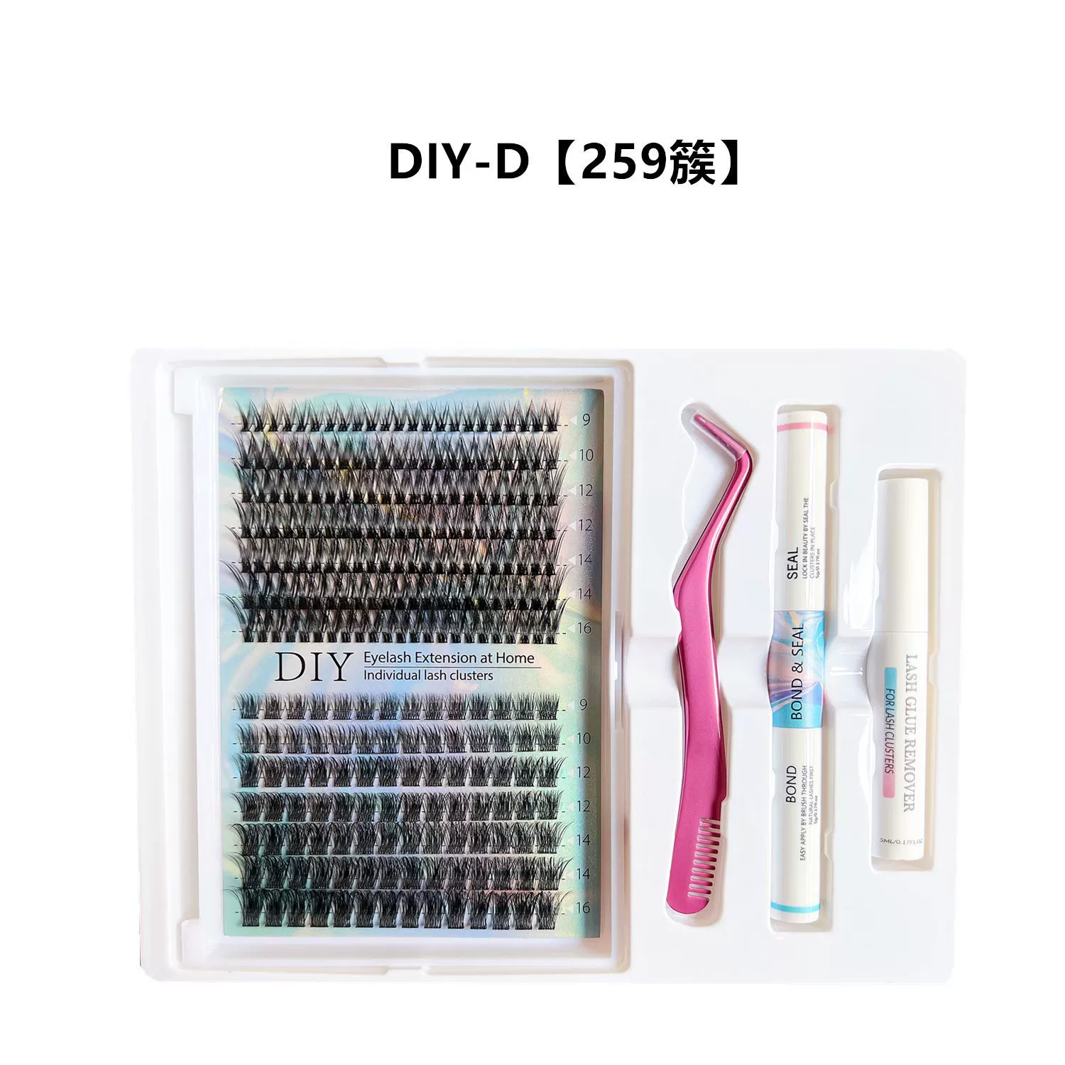 DIY набор для наращивания ресниц: плотные искусственные ресницы, европейский стиль — 40 кластеров
