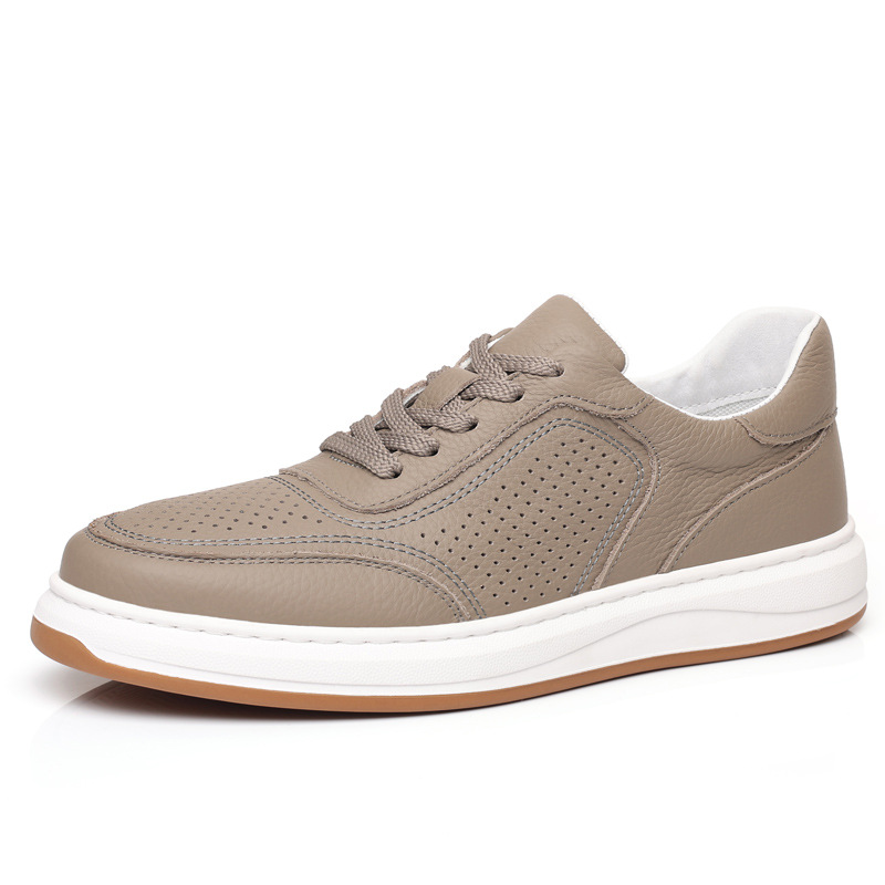 Piel de vaca de primera capa 2025 verano nuevos zapatos de hombre sandalias cuero hueco transpirable hombres pequeños zapatos blancos zapatos de hombre zapatos de cuero de moda