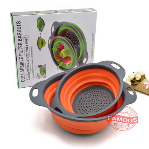 Round Basket for Fresh Produce, Expandable and Foldable, 3-Piece Set, Drain Basket, Vegetable and Fruit Basket