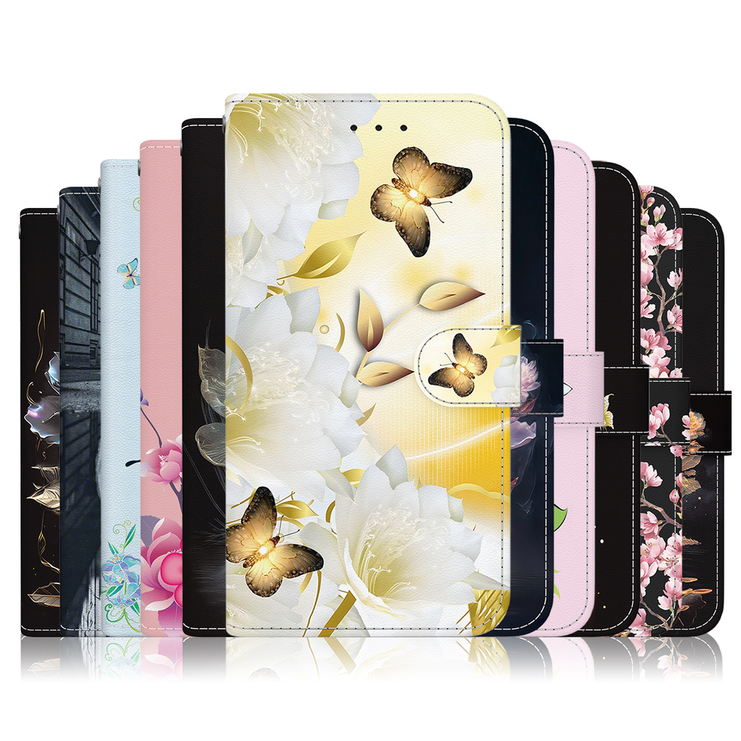 热销适用三星A25水晶纹彩绘手机套A54翻盖插卡钱包保护套A14皮套