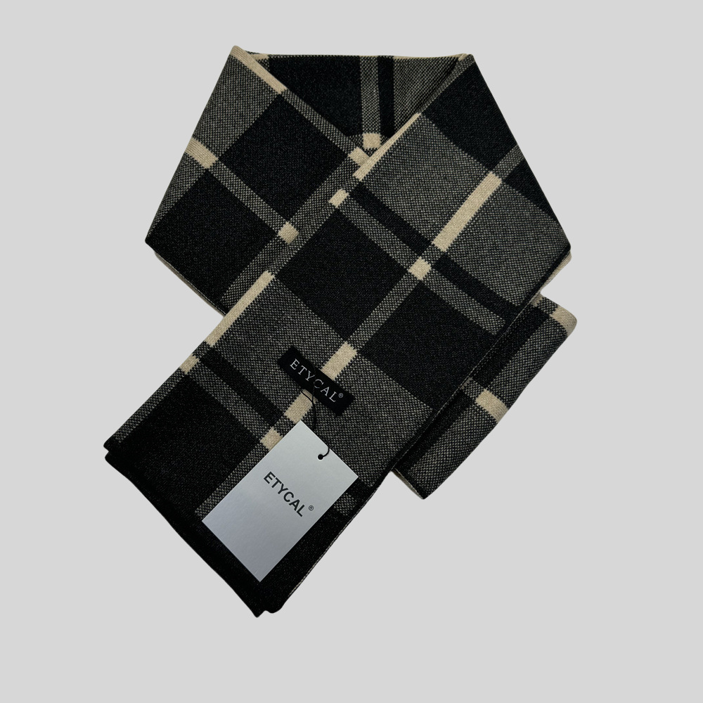 Herbst und Winter Neuer karierter Herrenschal Vielseitiger warmer Strickschal aus Mischgewebe für das Geschäft Einfacher_voghion.com