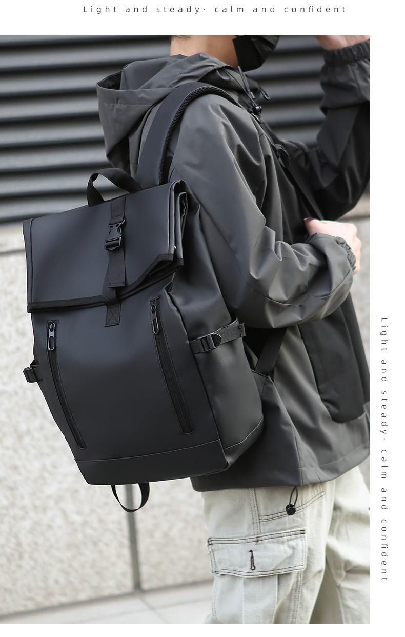 Cross-border fashion large-capacity backpack, men's high-end student schoolbag, new simple, casual and lightweight travel backpack undefined