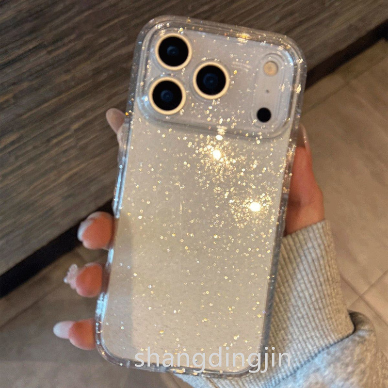 Casual High-End Transparent Glitter Soft Shell Suitable for Iphone17Promax Apple 16 Mobile Phone Case 15 Couple 14 New