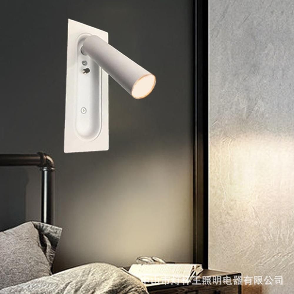 Lámpara de pared LED integrada aluminio de alta calidad regulador de ángulo tipo interruptor automático de presión luz de lectura de cama de hotel lámpara de pared