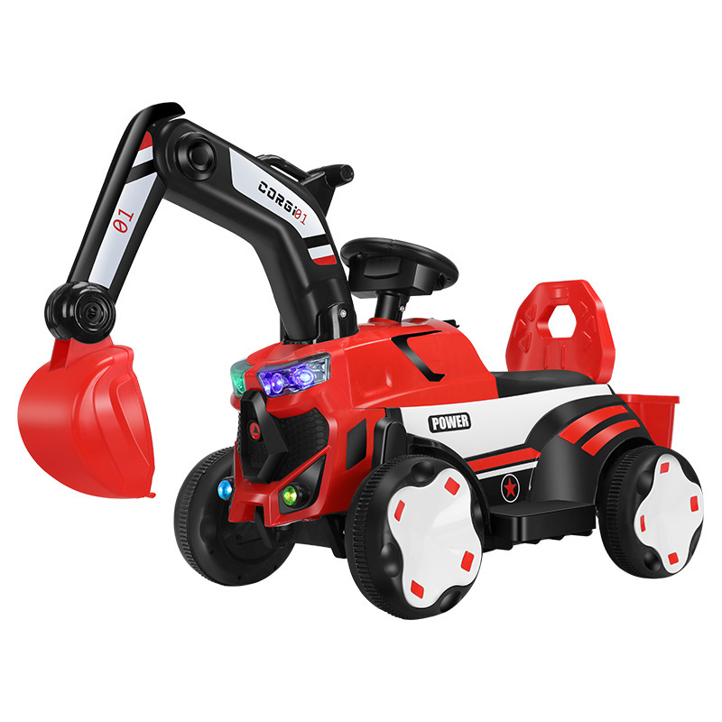 Excavadora eléctrica para niños se puede sentar en un coche de juguete para niños gran excavadora de ingeniería de cuatro ruedas image 9