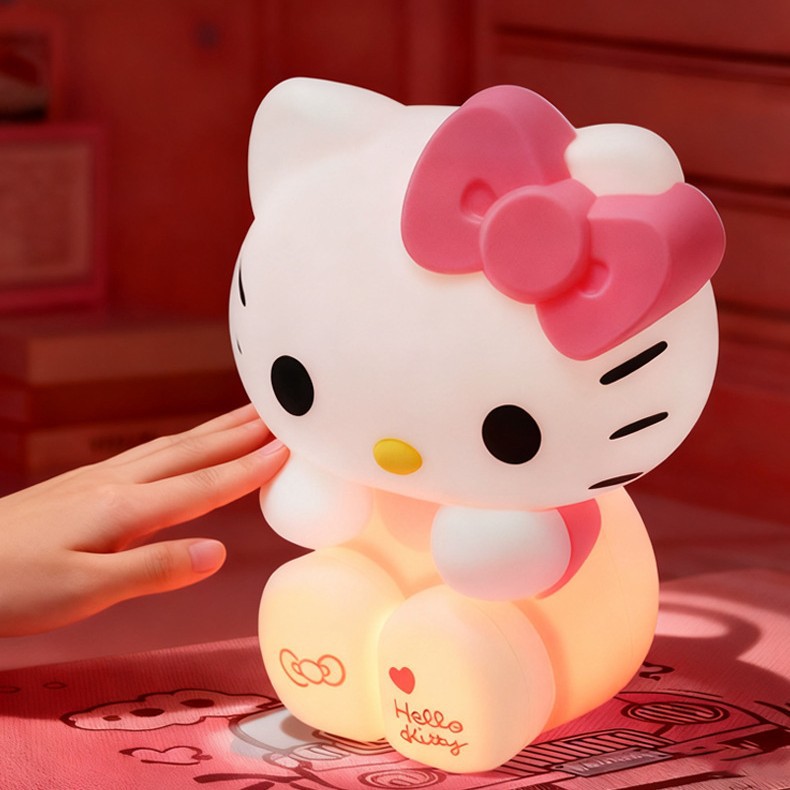 Nuevos productos transfronterizos Kitty silicona lámpara de noche para las niñas regalos de vacaciones lámpara de mesa lámpara de cabecera
