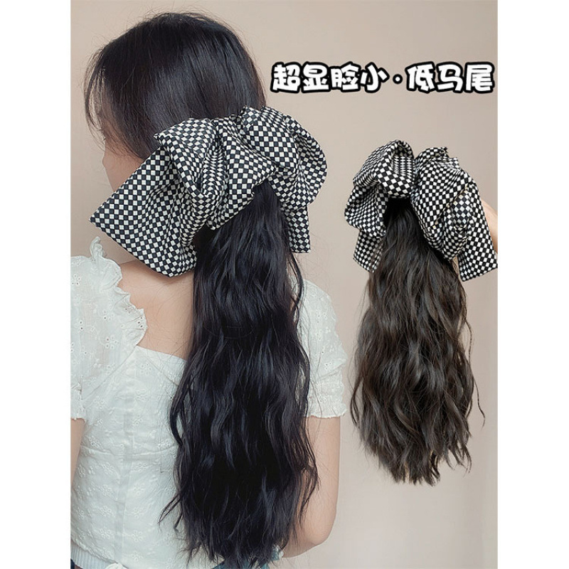 Cross-Border Free Shipping Wig Ponytail Bow Hair Accessory Women's Claw Clip Water Ripple Internet Celebrity New Ponytail Style