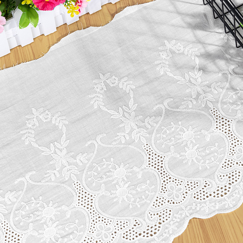镂空精梳棉布花边刺绣裙摆女装家居桌布服饰配料蕾丝布料32.5cm